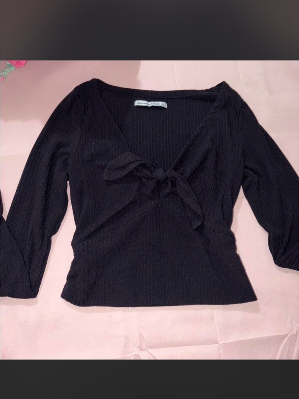 Abercrombie and Fitch black tie front long sleeve top